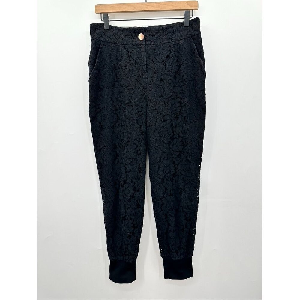 Ted Baker Cylar Lace Formal Black Elastic Waist Cuff Formal Joggers Size 3/USA 8